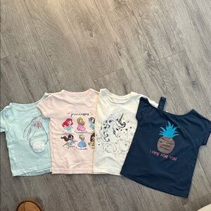 Kids Short Sleeve Graphic Tees Set - Blue, Pink, Cream, White 2new